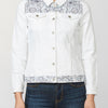 Women's floral embroidered stretch denim jacket
