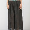 Women's long elastic straigth pants with sash and ethnic embroidered detail | Daily look