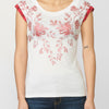 Short-sleeved top t-shirt with round neckline and flower print | Style and comfort