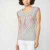 Short-sleeved t-shirt top with round neckline and ethnic print | daily look