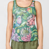 Tank top with round neckline and floral print with sequins | Daily look