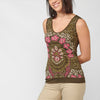 Débardeur fluide à encolure ronde et imprimé floral ethnique pour femme