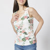Débardeur coupe droite en coton imprimé fleurs tropicales | Style polyvalent