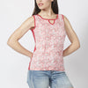 Canotta in cotone con scollo a V e stampa floreale | moda urbana