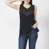 Embroidered women's top t-shirt with straps, fluid and asymmetrical hem | Daily look