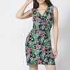 Strap dress with crossover V-neckline and floral print | Versatile style