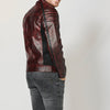 Faux leather faux leather jacket with Mandarin Collar for Men