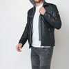 Bomber effet cuir avec col mao et capuche pour Homme