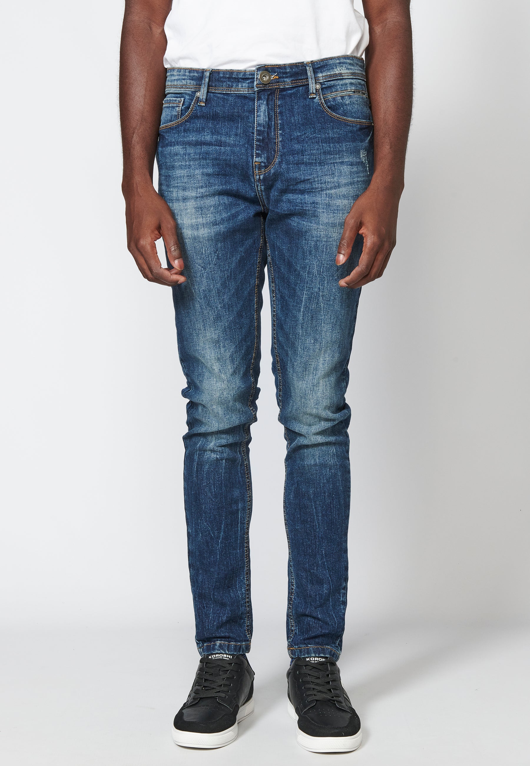 Long super skinny jeans with details on the knees for men – Koröshi
