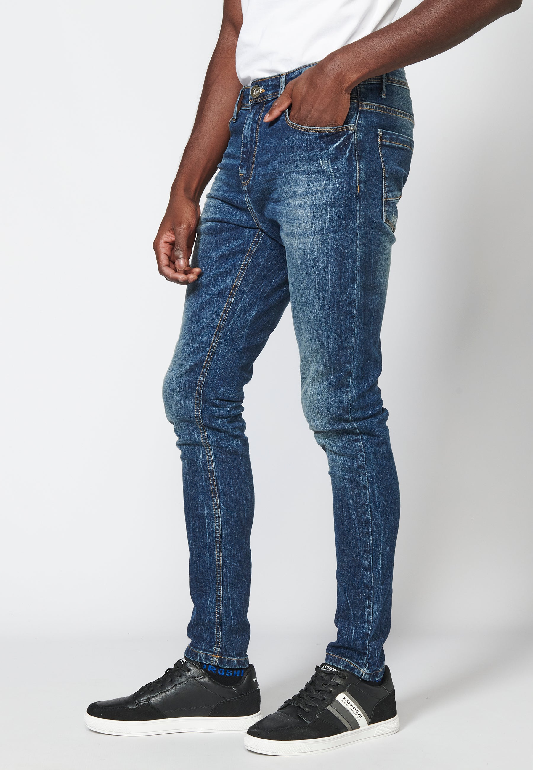 Long super skinny jeans with details on the knees for men – Koröshi