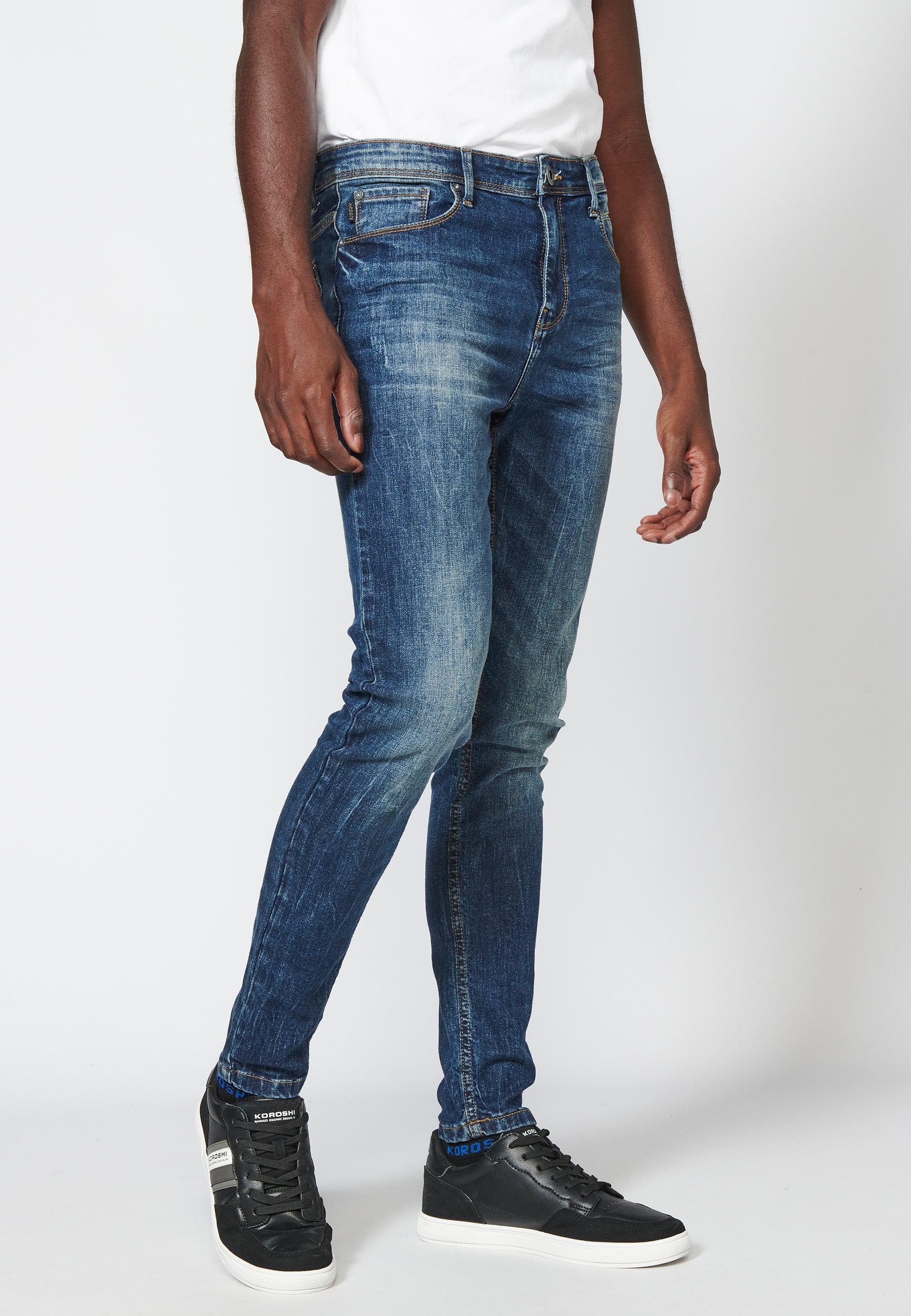 Long super skinny jeans with details on the knees for men – Koröshi