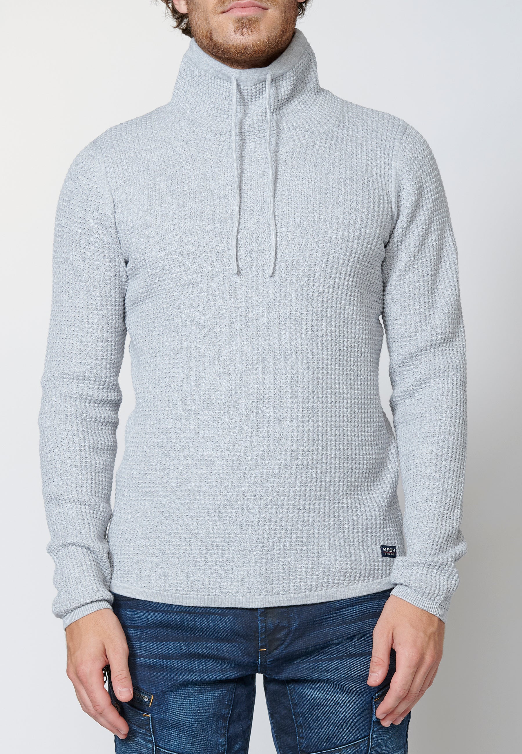 Men's High Neck Long Sleeve Cotton Sweater
