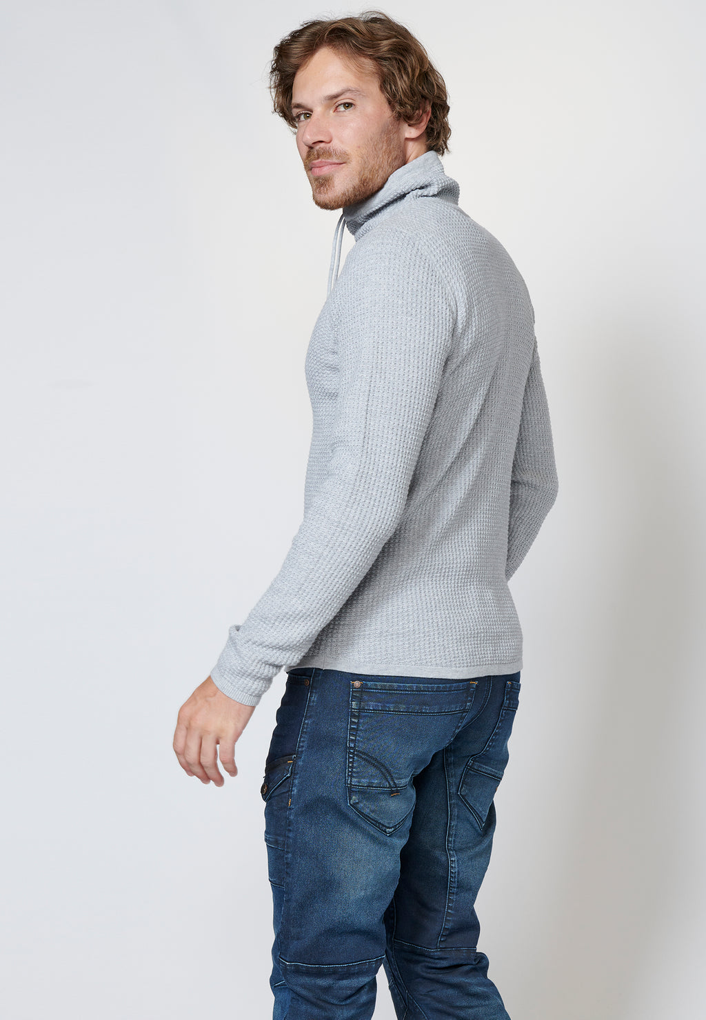 Men's High Neck Long Sleeve Cotton Sweater