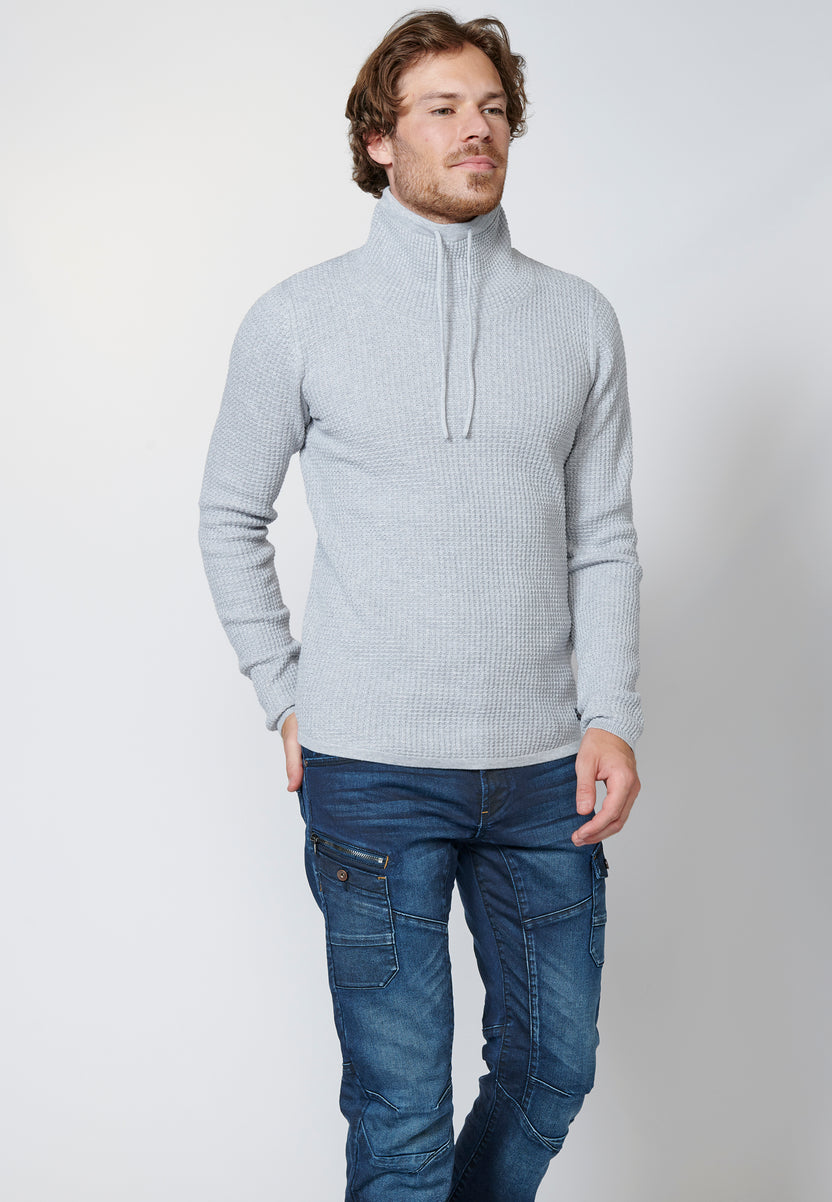 Pull en coton à manches longues et col roulé pour hommes