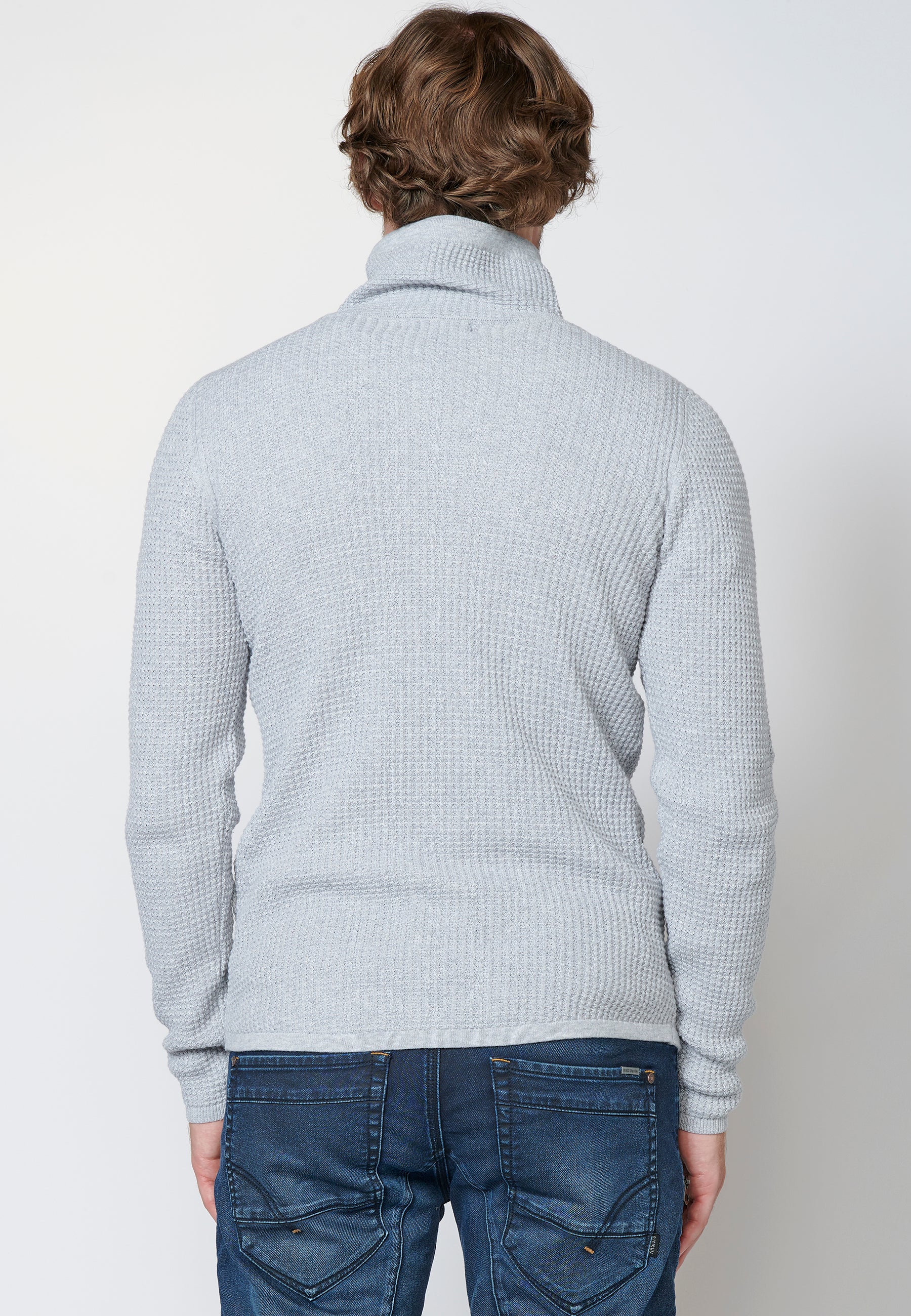 Herren-Pullover aus Baumwolle mit Stehkragen und langen Ärmeln