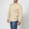 Jersei de coll rodó de màniga llarga color crema amb acabats de canalé per a home