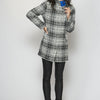 Chaqueta tipo Abrigo largo estampado de cuadros de cuello alto para Mujer
