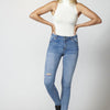 Pantalones straigth Jeans Denim con Efecto Push Up y Detalles Rotos para Mujer