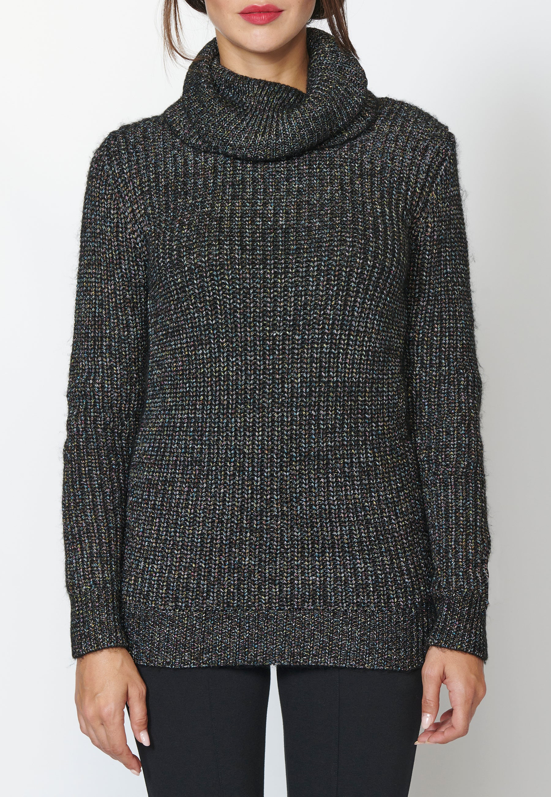 Women's Textured Roll Neck Long Sleeve Pullover Sweater