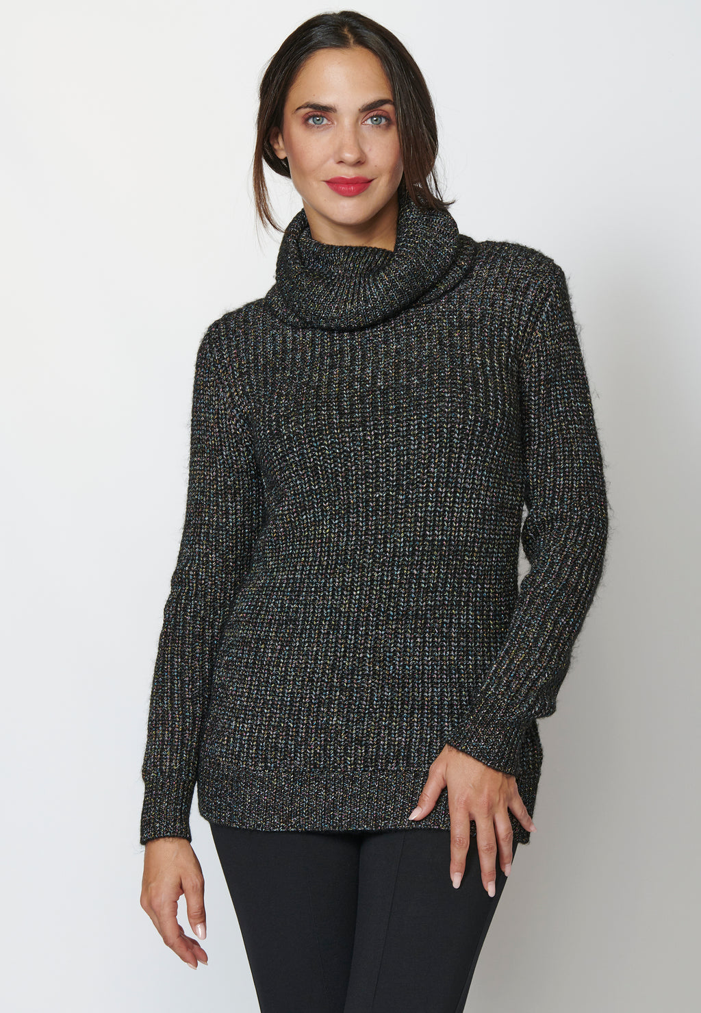 Women's Textured Roll Neck Long Sleeve Pullover Sweater