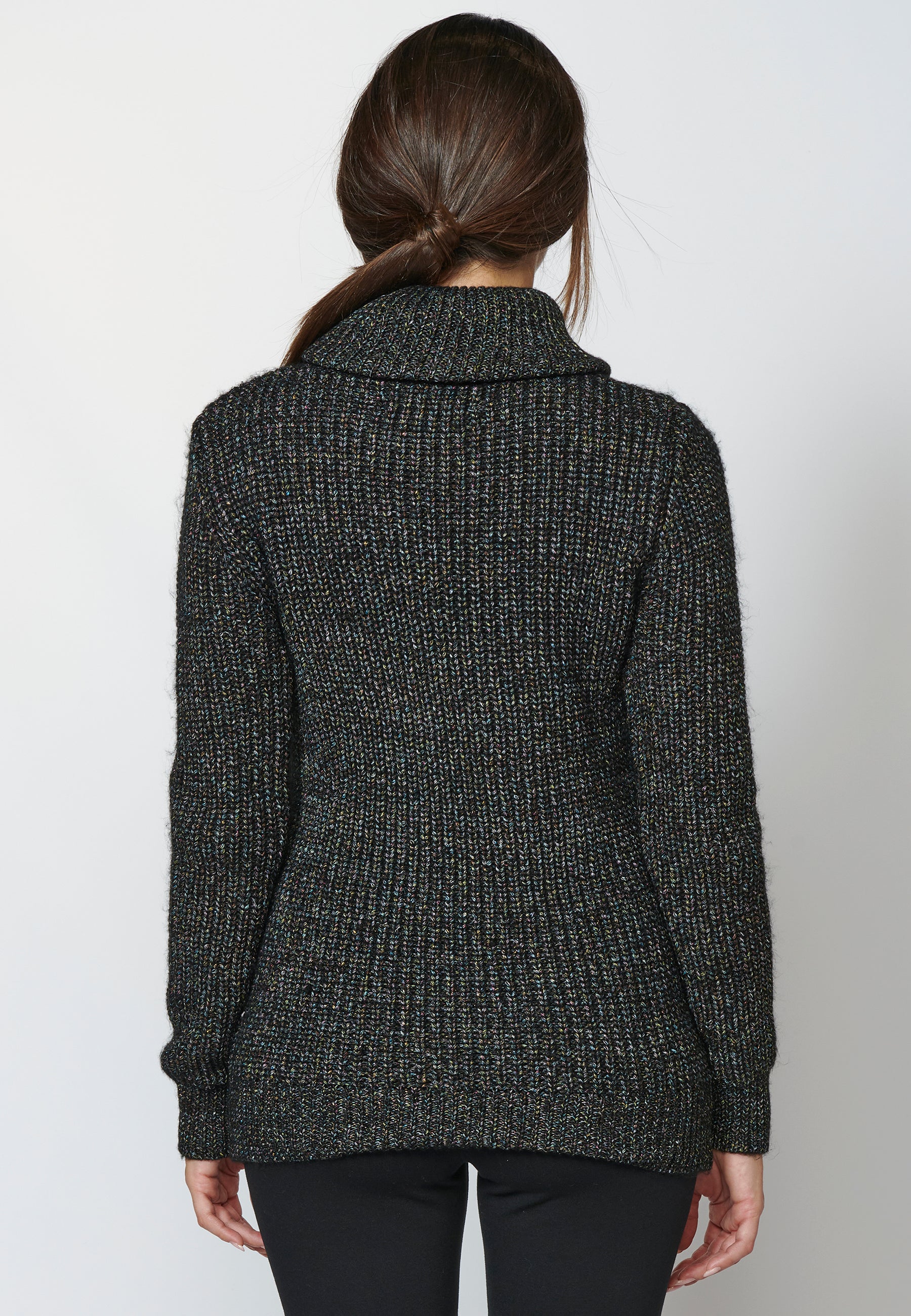 Women's Textured Roll Neck Long Sleeve Pullover Sweater