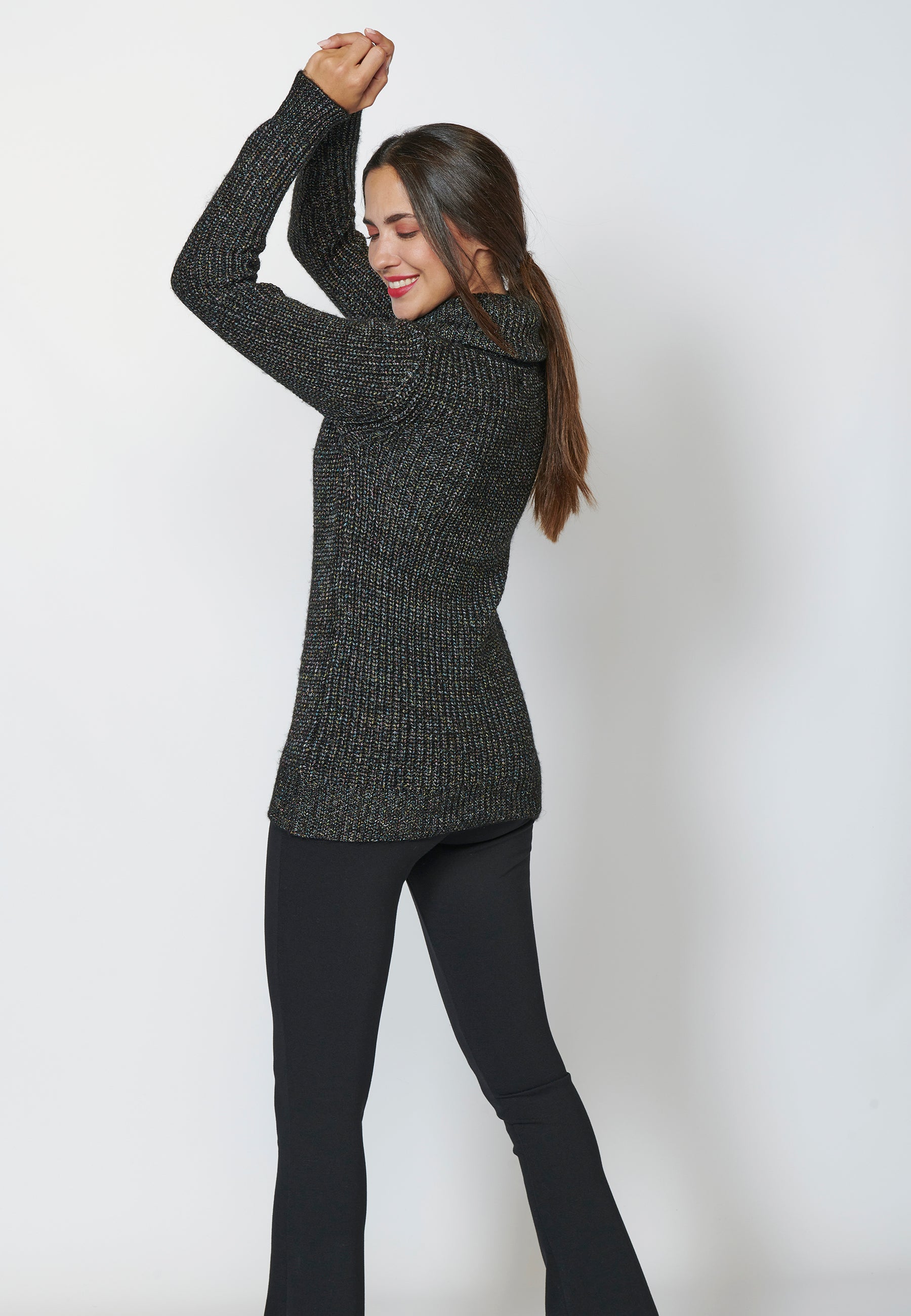 Women's Textured Roll Neck Long Sleeve Pullover Sweater