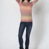 Pull multicolore en maille fine col rond en tricot pour Femme