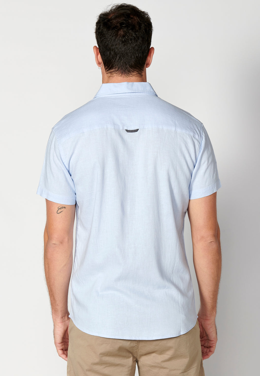 Camisa lino viscosa manga corta hombre azul - Koroshi 2311CC08