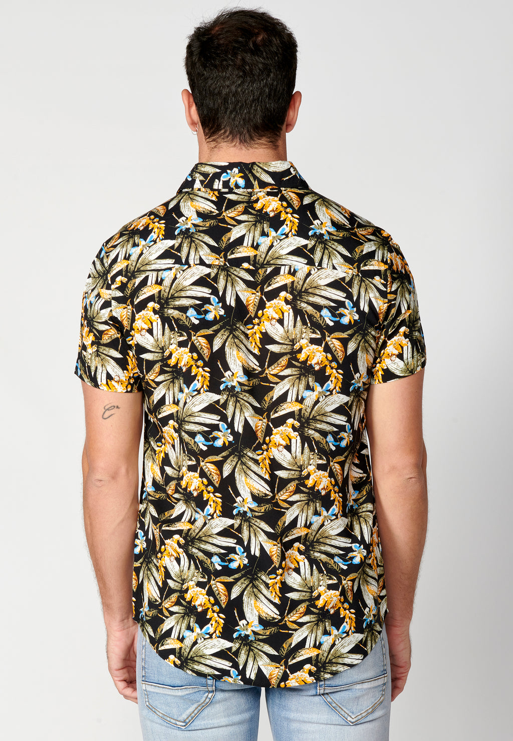 Camisa tropical bolsillo manga corta hombre naranja - Koroshi 2311CC37