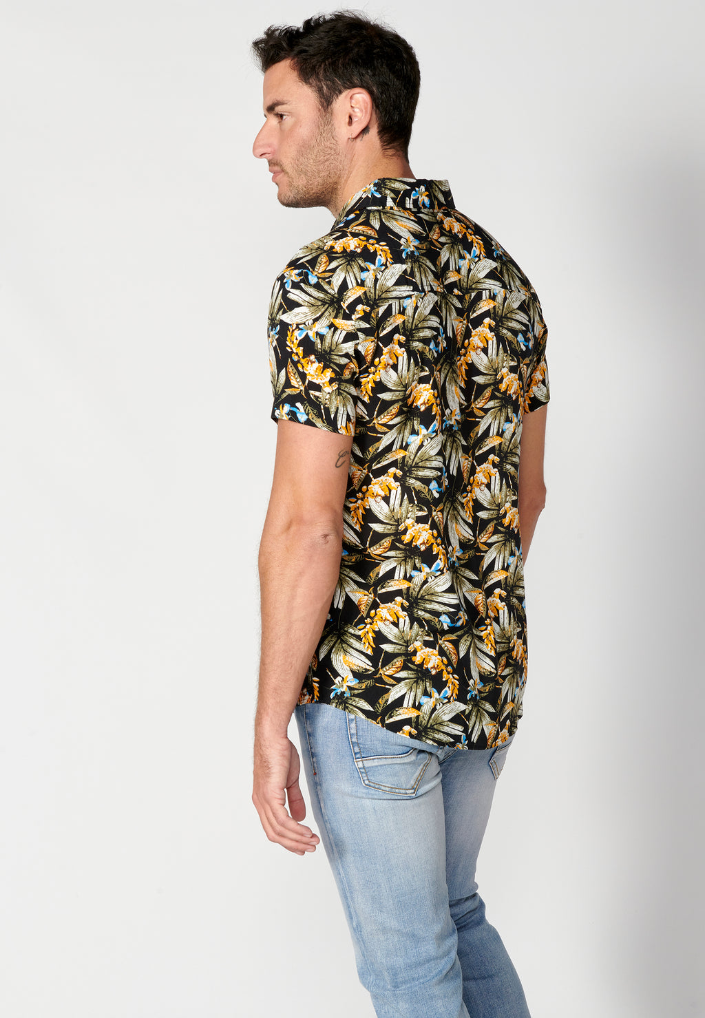 Camisa tropical bolsillo manga corta hombre naranja - Koroshi 2311CC37