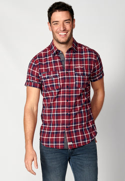 Camisa quadres butxaques màniga curta home vermella - Koroshi 2311CC57