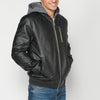 Chaqueta cazadora cuero sintético con capucha desmontable para hombre | Ropa Casual