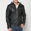 Veste en cuir synthétique avec capuche pour homme | Vêtements décontractés