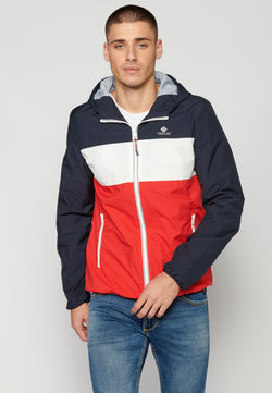 Navy blue men's long-sleeved hooded windbreaker jacket - Koroshi 2311JA13