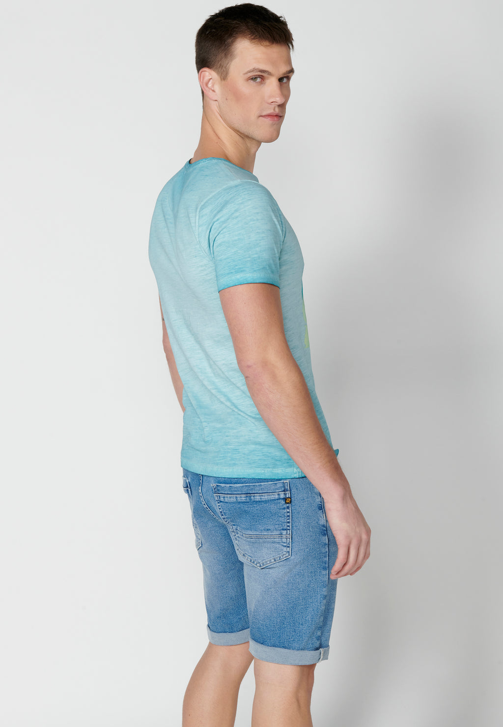 Mint men's printed round neck short sleeve t-shirt - Koroshi 2311MC29