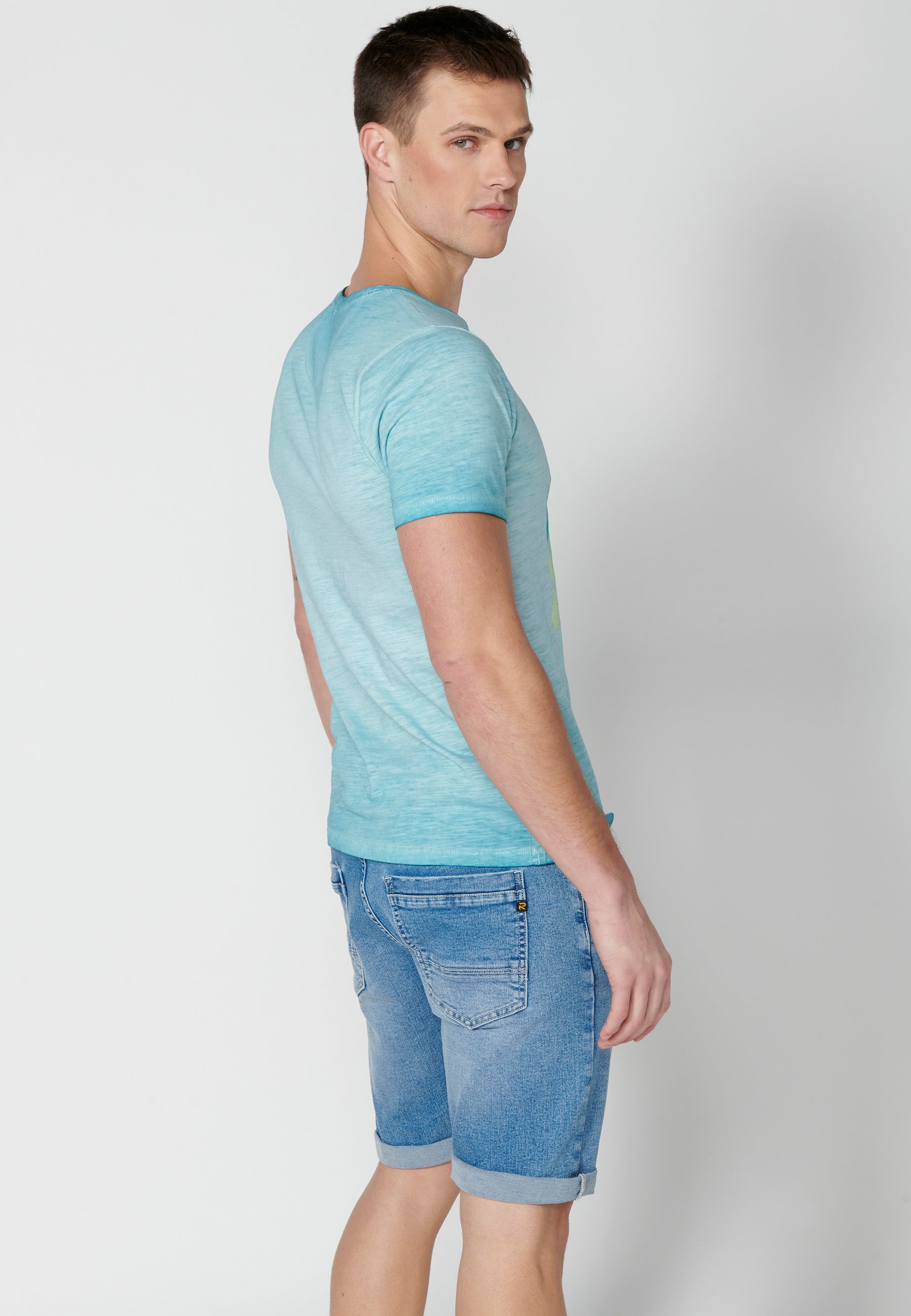 Mint men's printed round neck short sleeve t-shirt - Koroshi 2311MC29