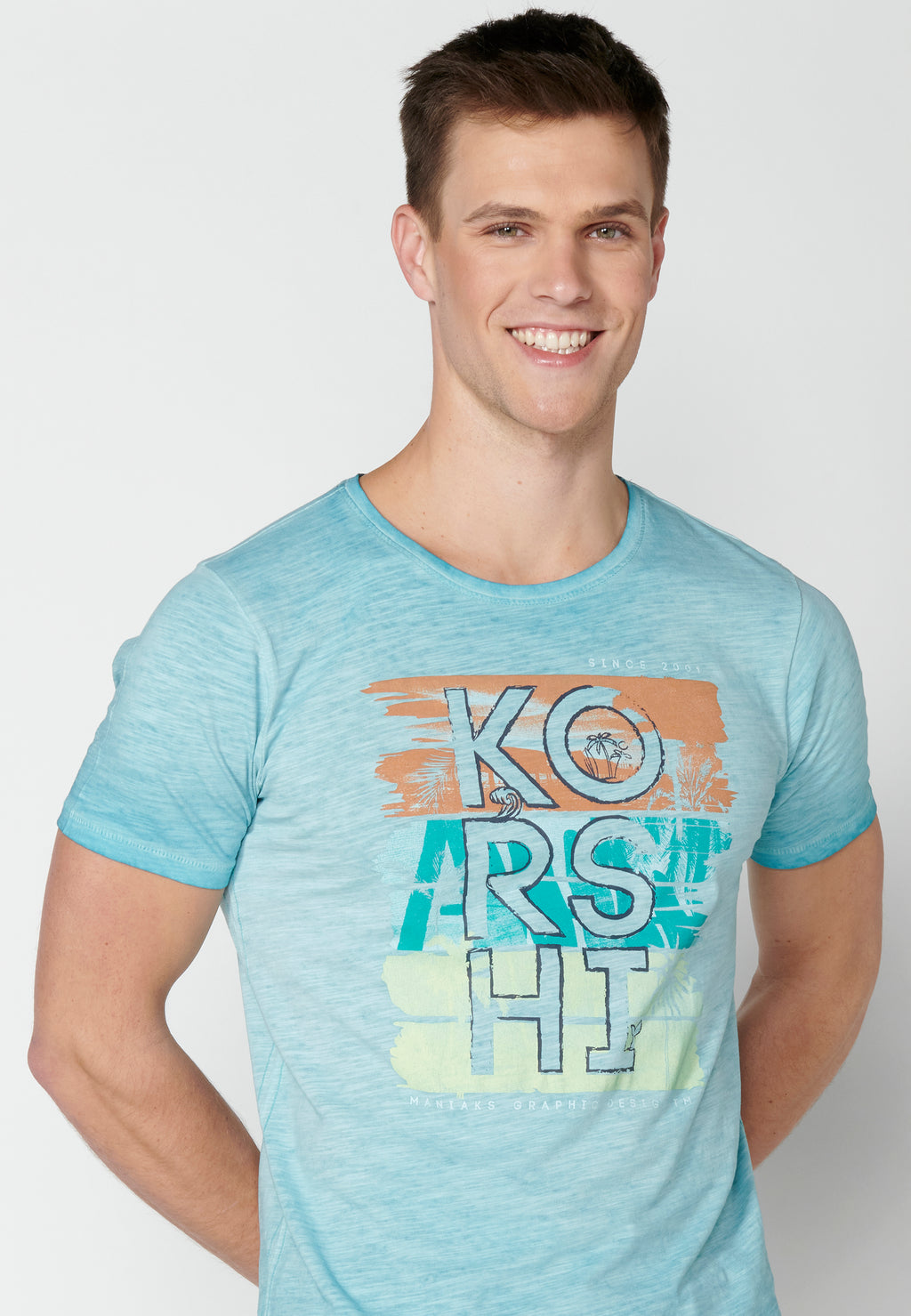 Mint men's printed round neck short sleeve t-shirt - Koroshi 2311MC29