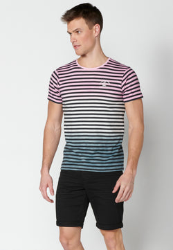 Kurzarm-T-Shirt mit Rundhalsausschnitt und Farbverlauf für Herren, rosa – Koroshi 2311MC37