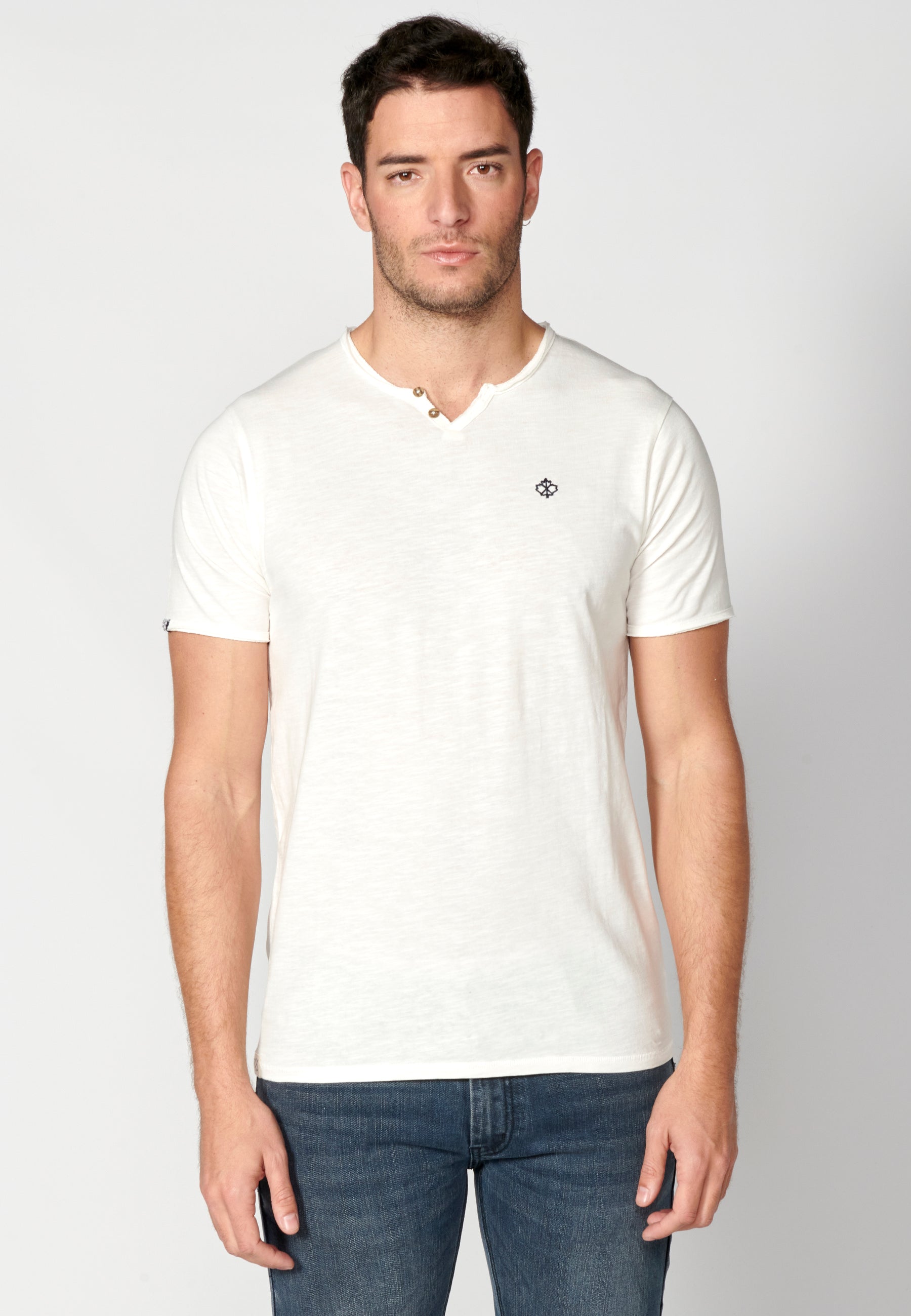 Camiseta manga corta cuello con botones hombre cruda - Koroshi 2311MC62