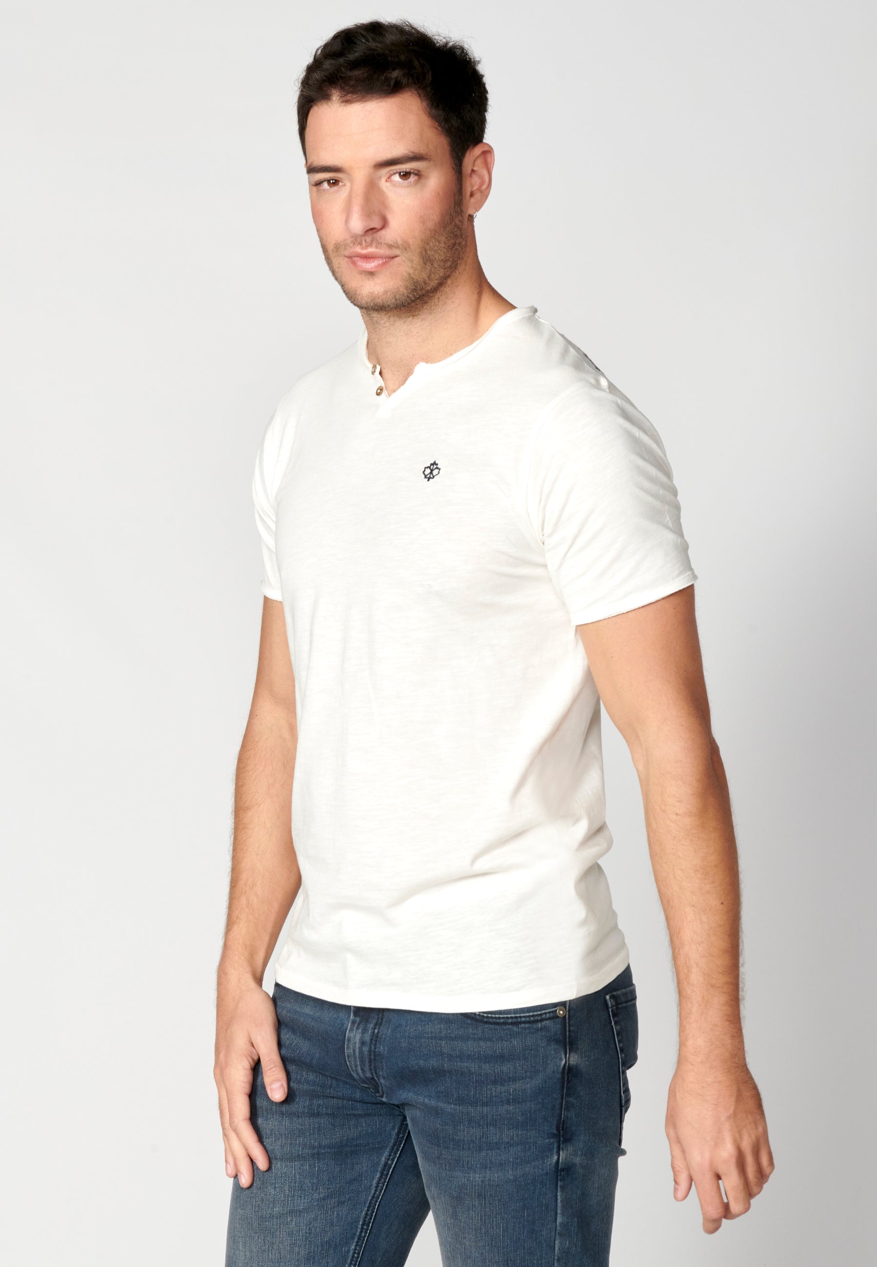 Camiseta manga corta cuello con botones hombre cruda - Koroshi 2311MC62