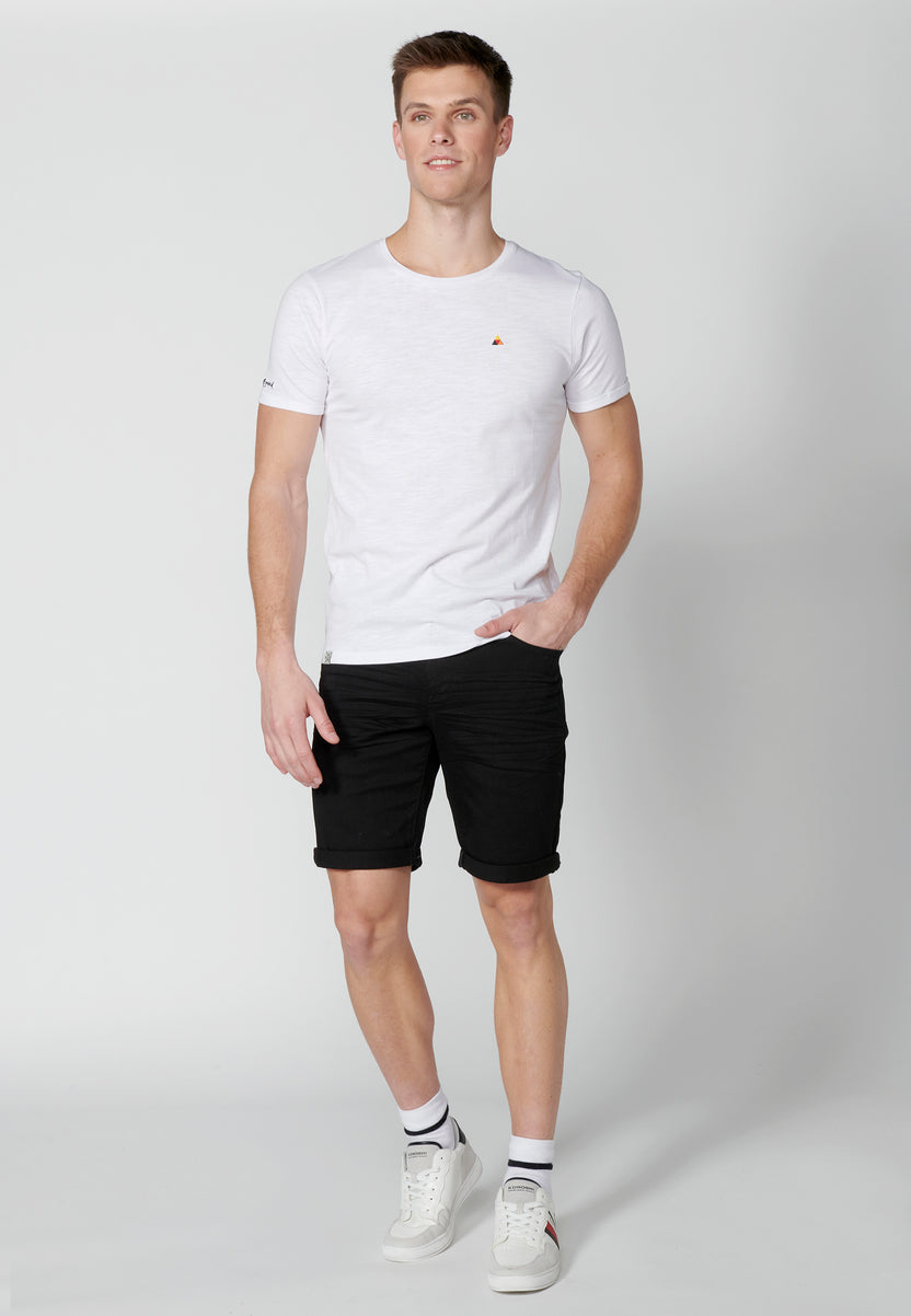 T-shirt basique col rond manches courtes homme blanc - Koroshi 2311MC63