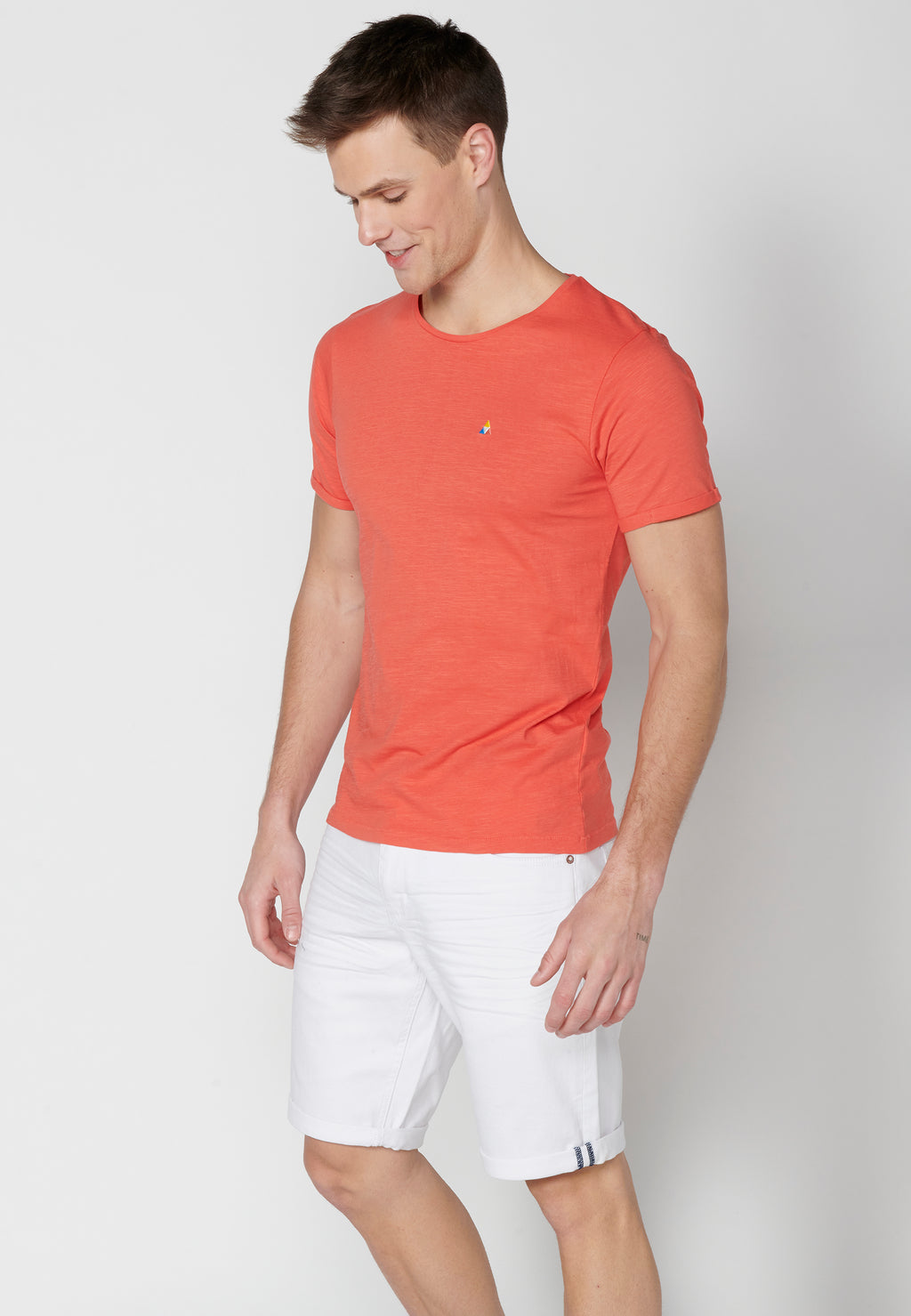 T-shirt basique col rond manches courtes homme rose - Koroshi 2311MC63