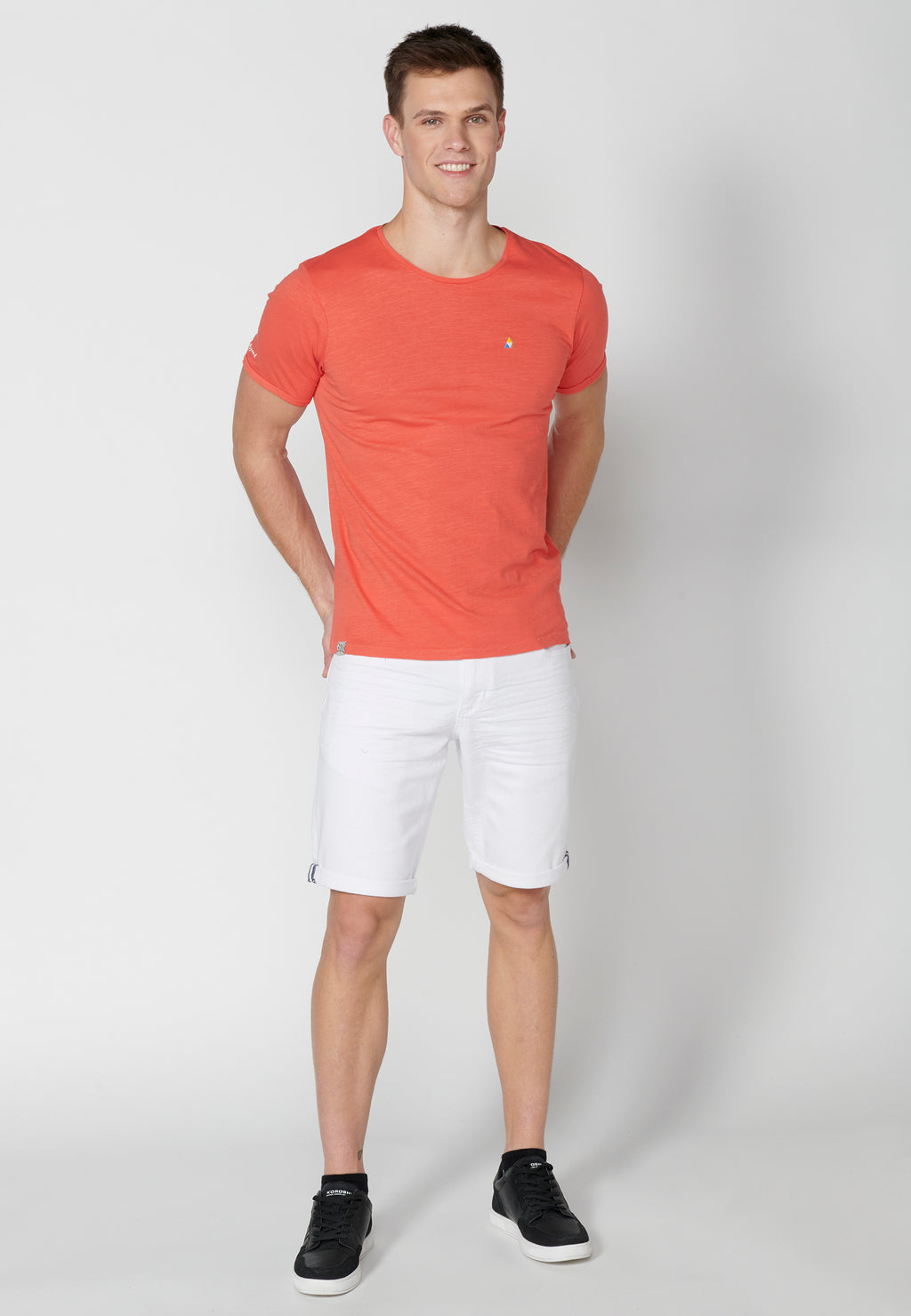 T-shirt basique col rond manches courtes homme rose - Koroshi 2311MC63