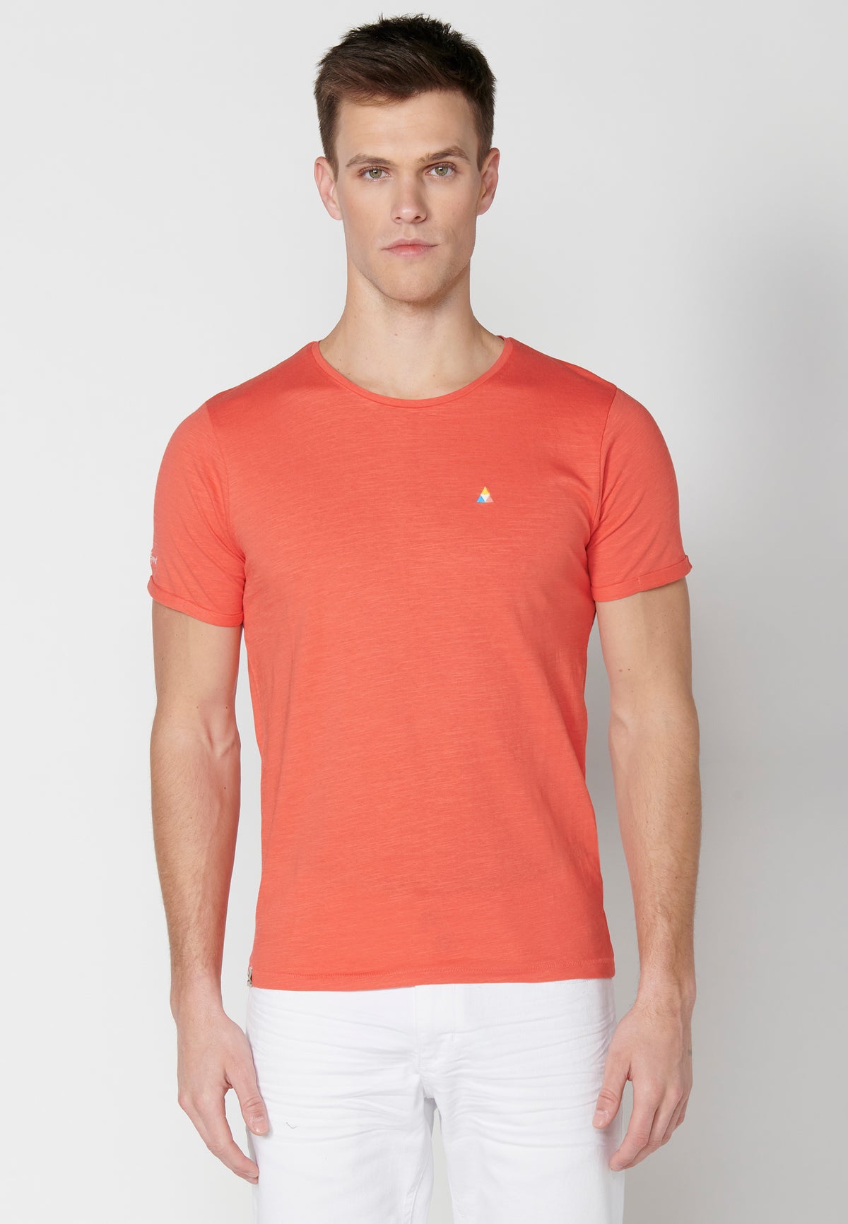 T-shirt basique col rond manches courtes homme rose - Koroshi 2311MC63
