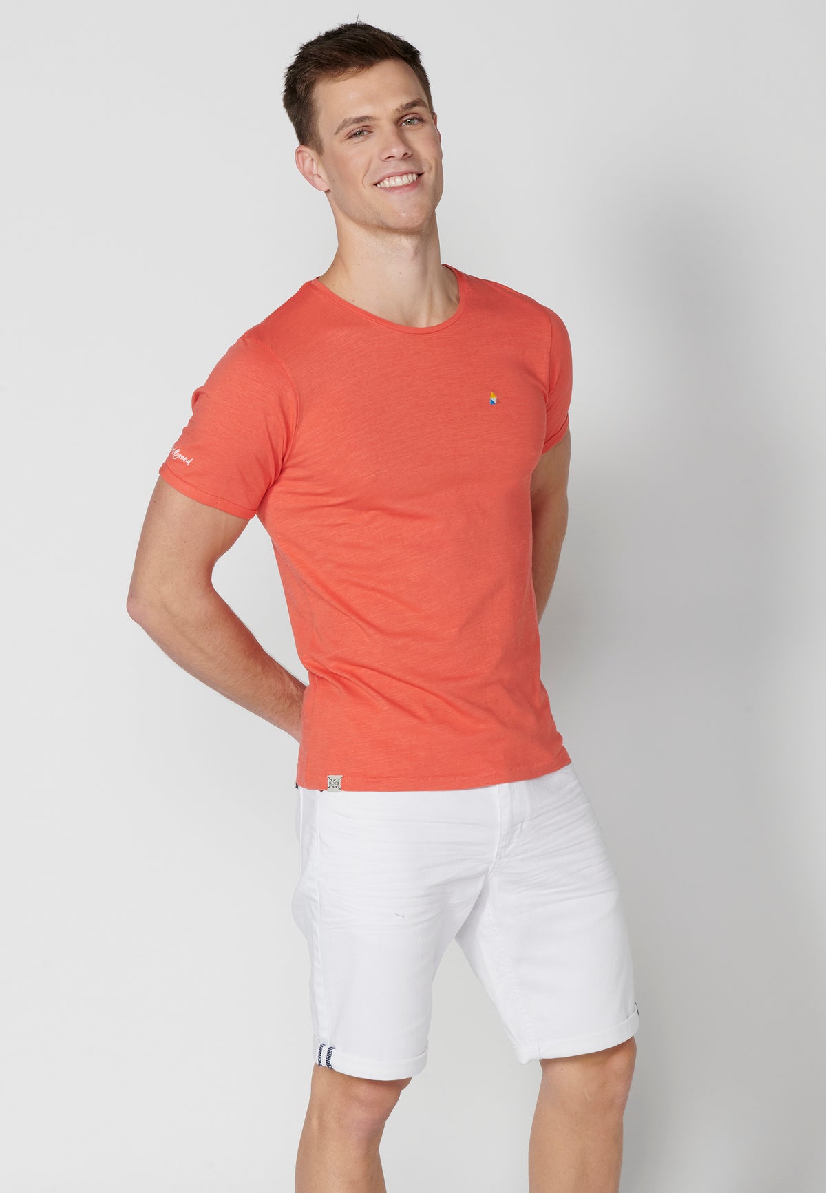 T-shirt basique col rond manches courtes homme rose - Koroshi 2311MC63