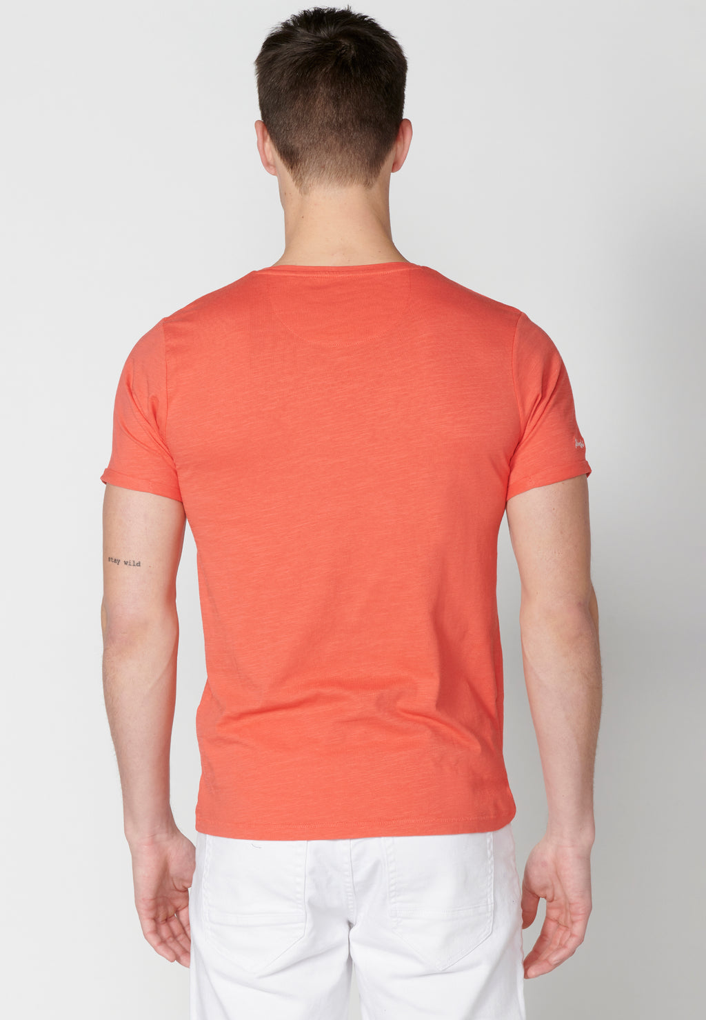 T-shirt basique col rond manches courtes homme rose - Koroshi 2311MC63