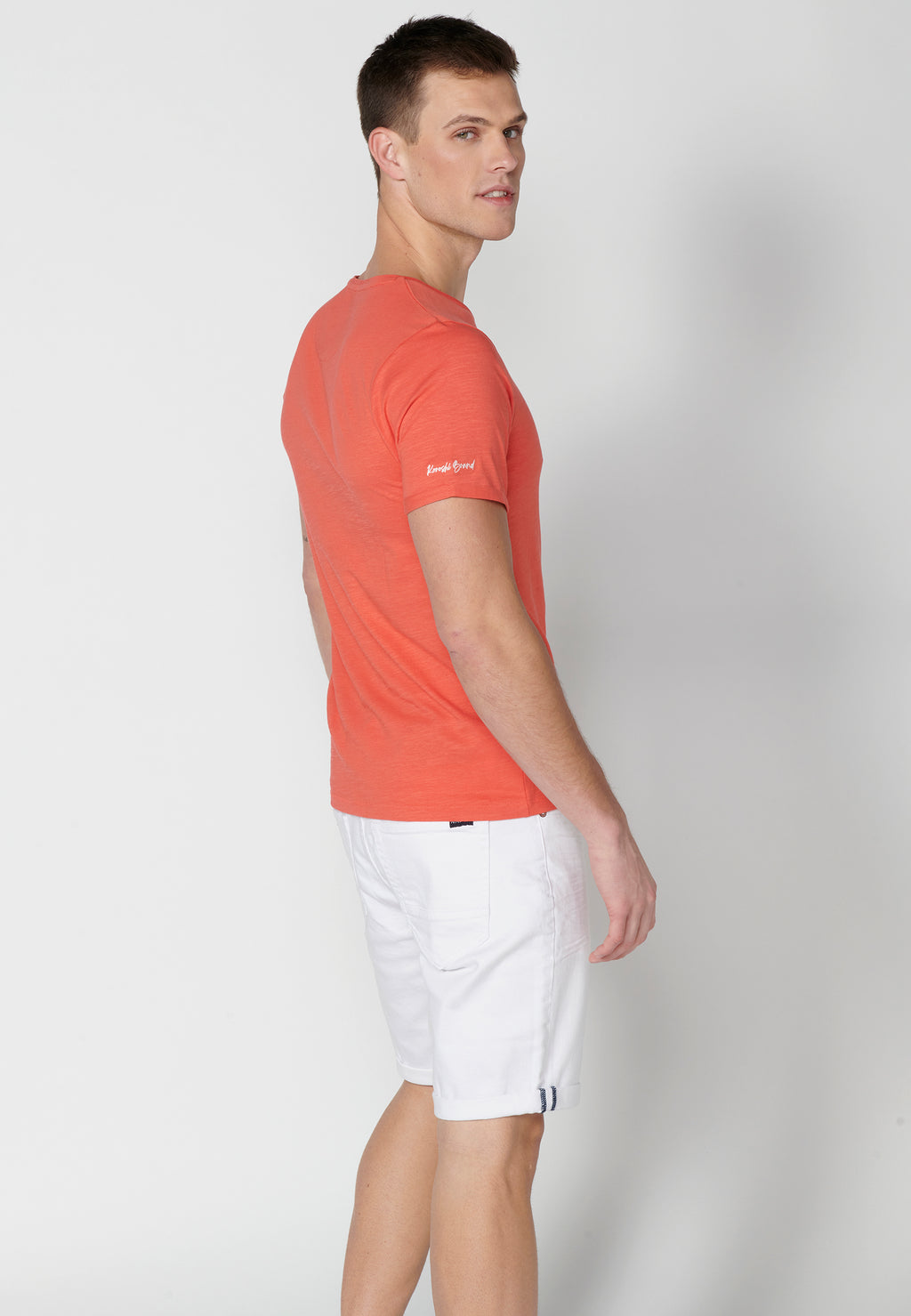 T-shirt basique col rond manches courtes homme rose - Koroshi 2311MC63