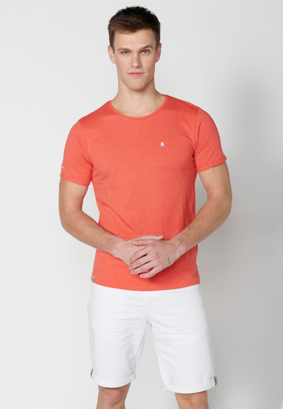 T-shirt basique col rond manches courtes homme rose - Koroshi 2311MC63