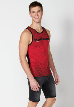 Camiseta sin mangas con texto hombre roja - Koroshi 2311MS02