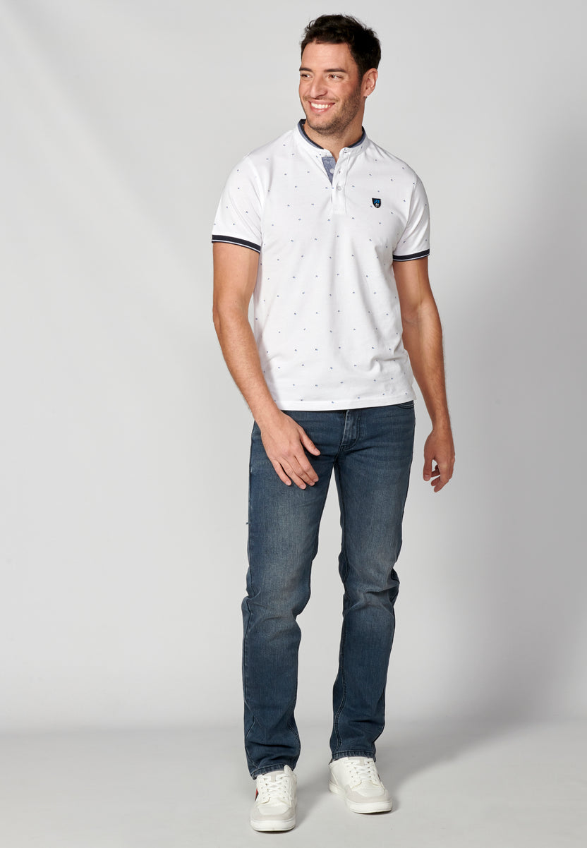 Polo manga corta cuello mao estampado hombre blanco - Koroshi 2311PC22